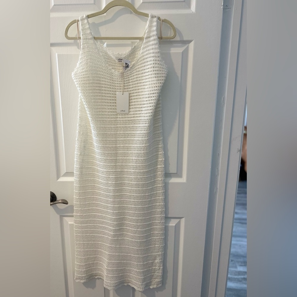 Wilfred Knit Beach Dress in White/ Cream Size: L